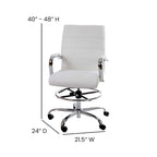 Chaise de dessin en LeatherSoft à dossier moyen avec anneau repose-pieds réglable et base chromée