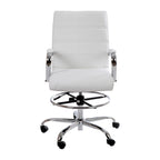 Chaise de dessin en LeatherSoft à dossier moyen avec anneau repose-pieds réglable et base chromée
