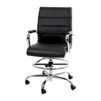 Chaise de dessin en LeatherSoft à dossier moyen avec anneau repose-pieds réglable et base chromée