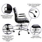 Chaise de dessin en LeatherSoft à dossier moyen avec anneau repose-pieds réglable et base chromée
