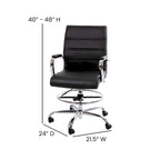 Chaise de dessin en LeatherSoft à dossier moyen avec anneau repose-pieds réglable et base chromée