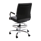 Chaise de dessin en LeatherSoft à dossier moyen avec anneau repose-pieds réglable et base chromée
