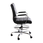 Chaise de dessin en LeatherSoft à dossier moyen avec anneau repose-pieds réglable et base chromée