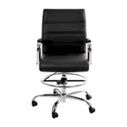 Chaise de dessin en LeatherSoft à dossier moyen avec anneau repose-pieds réglable et base chromée