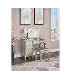 Poundex Wooden Makeup Vanity Set with Lift-up Mirror and Stool - Desk 43 x 18 x 30~47H, Stool 18 x 16 x 18H