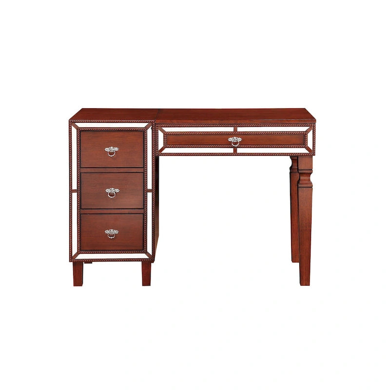 Poundex Wooden Makeup Vanity Set with Lift-up Mirror and Stool - Desk 43 x 18 x 30~47H, Stool 18 x 16 x 18H