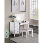 Poundex Wooden Makeup Vanity Set with Lift-up Mirror and Stool - Desk 43 x 18 x 30~47H, Stool 18 x 16 x 18H