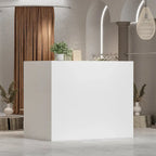 Table de comptoir de réception moderne en forme de L blanche par Timechee