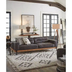 Chiavari Distressed Antique Ebony Leather Sofa