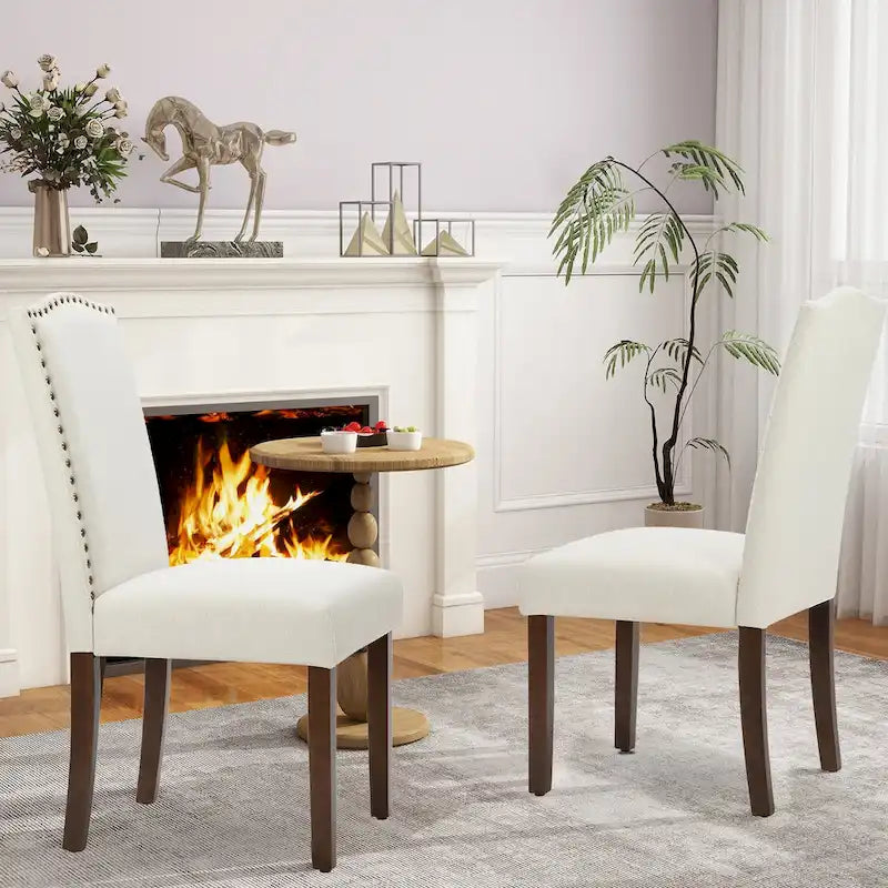 Lot de 2 chaises de salle à manger, chaises de cuisine en tissu rembourré, chaises d'appoint de salle à manger haut de gamme de style moderne du milieu du siècle