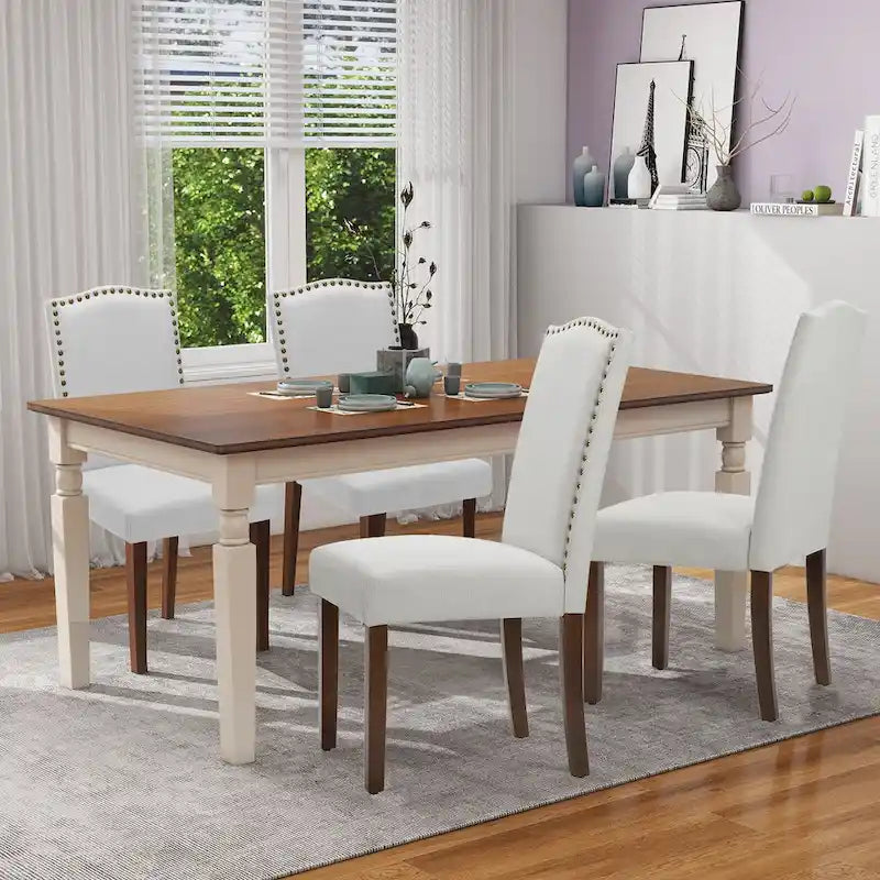 Lot de 2 chaises de salle à manger, chaises de cuisine en tissu rembourré, chaises d'appoint de salle à manger haut de gamme de style moderne du milieu du siècle