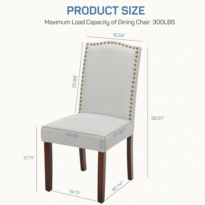 Lot de 2 chaises de salle à manger, chaises de cuisine en tissu rembourré, chaises d'appoint de salle à manger haut de gamme de style moderne du milieu du siècle