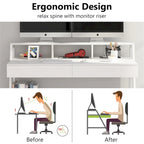 Computer Desk with Drawers and Storage Monitor Hutch Shelf, Office Writing Desk with Shelves