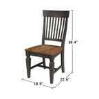 42 in. Round Dual Drop Leaf Dining Table with 2 Slatback Chairs in Hickory/Washed Coal