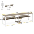 Two Person Desk with Bookshelf, Double Office Desk