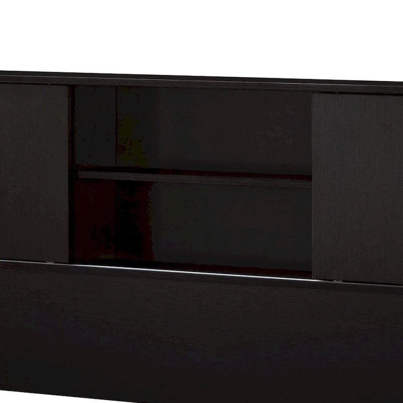 Twin Bookcase Headboard with 2 Sliding Doors, Red Cocoa