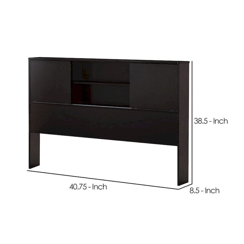 Twin Bookcase Headboard with 2 Sliding Doors, Red Cocoa