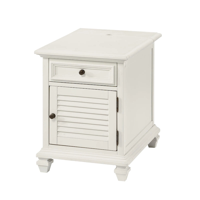 Steve Silver Castana Modern Farmhouse Soft White Side Table with USB