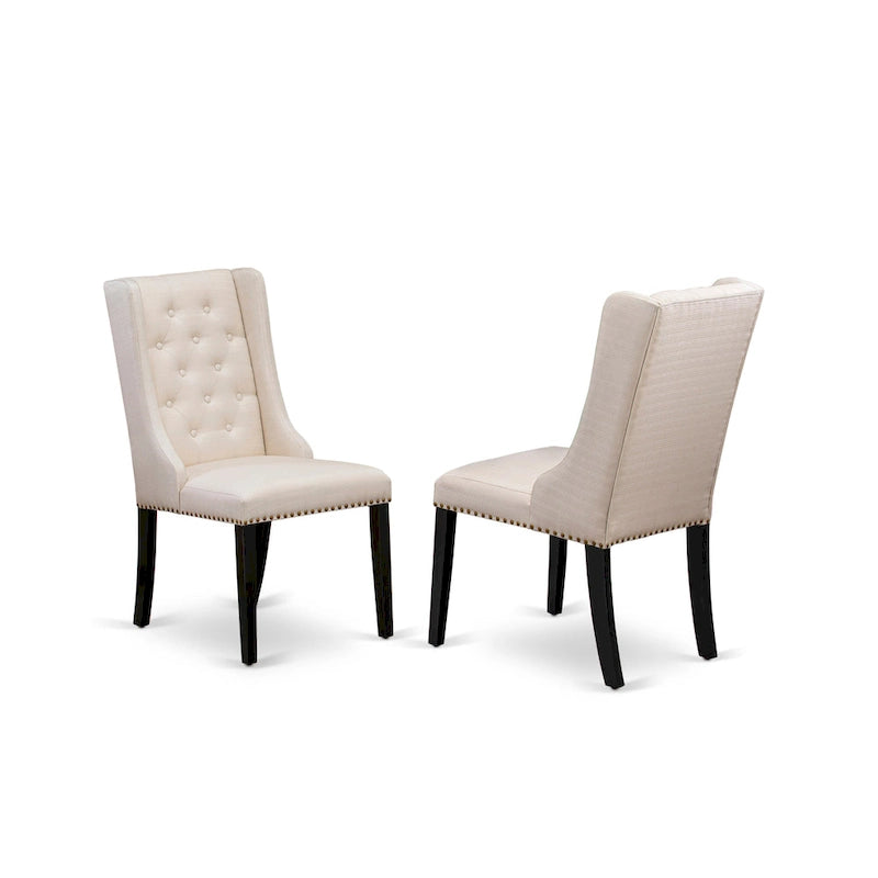 Chaises de Cuisine Parson East West Furniture - Chaises de Salle à Manger Rembourrées à Boutons Touffetés et Clous Décoratifs, Lot de 2, (Finition et Rembourrage)