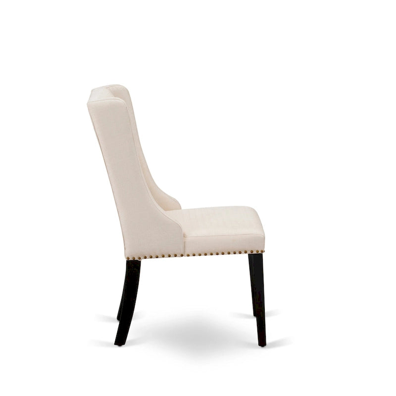 Chaises de Cuisine Parson East West Furniture - Chaises de Salle à Manger Rembourrées à Boutons Touffetés et Clous Décoratifs, Lot de 2, (Finition et Rembourrage)