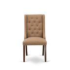 East West Furniture Parson Kitchen Chairs - Button Tufted Nailhead Upholstered Dining Chairs, Set of 2, (Finish & Upholstered)