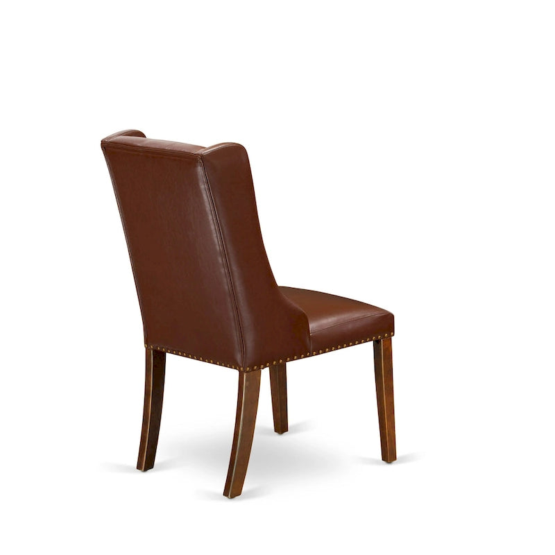 East West Furniture Parson Kitchen Chairs - Button Tufted Nailhead Upholstered Dining Chairs, Set of 2, (Finish & Upholstered)