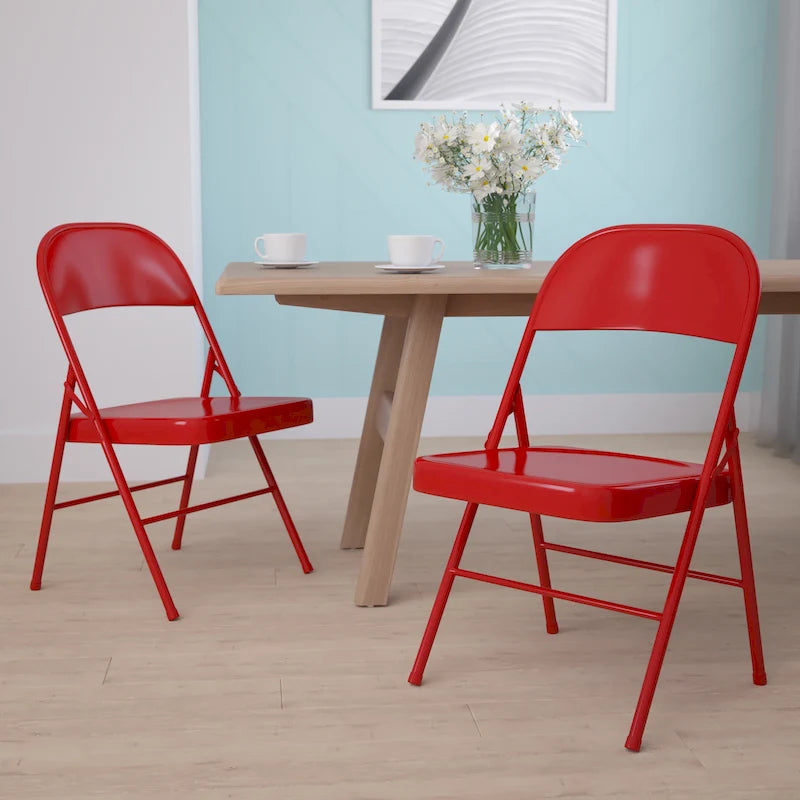 Chaise Pliante en Métal à Double Renfort, Lot de 2
