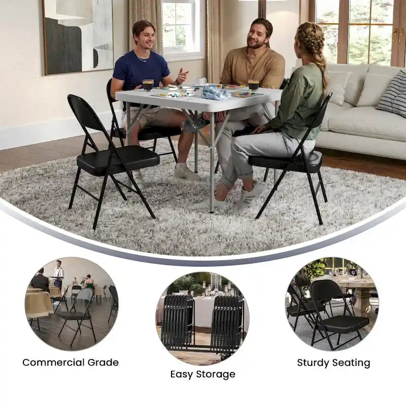Chaise Pliante en Métal à Double Renfort, Lot de 2