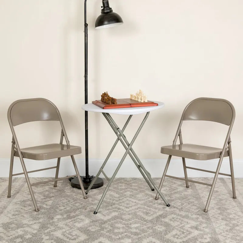 Chaise Pliante en Métal à Double Renfort, Lot de 2