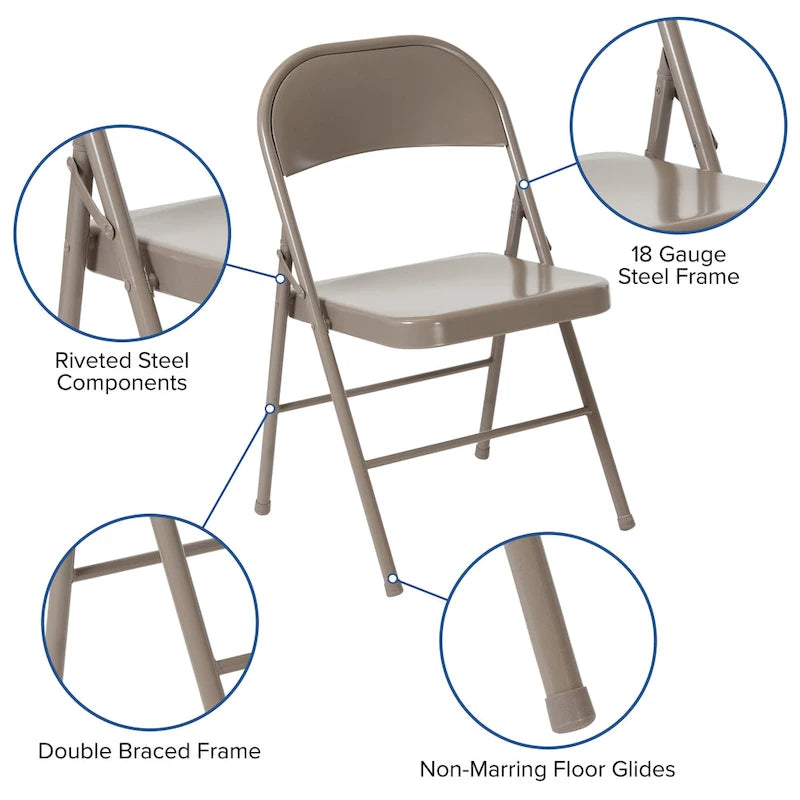 Chaise Pliante en Métal à Double Renfort, Lot de 2