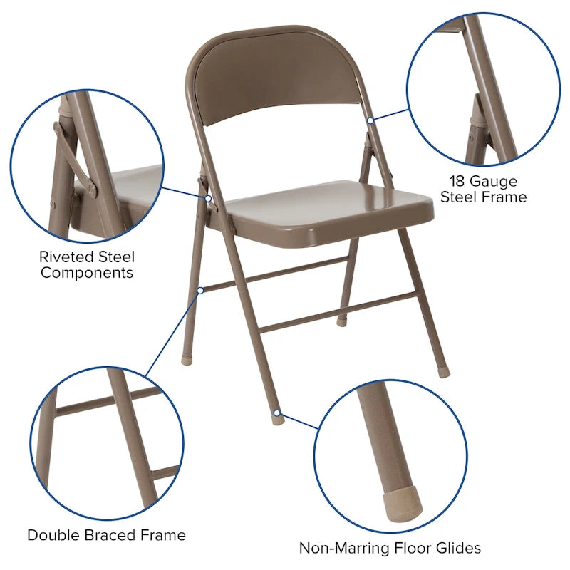 Chaise Pliante en Métal à Double Renfort, Lot de 2