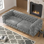 Canapé Chesterfield en velours touffeté Corvus Aosta