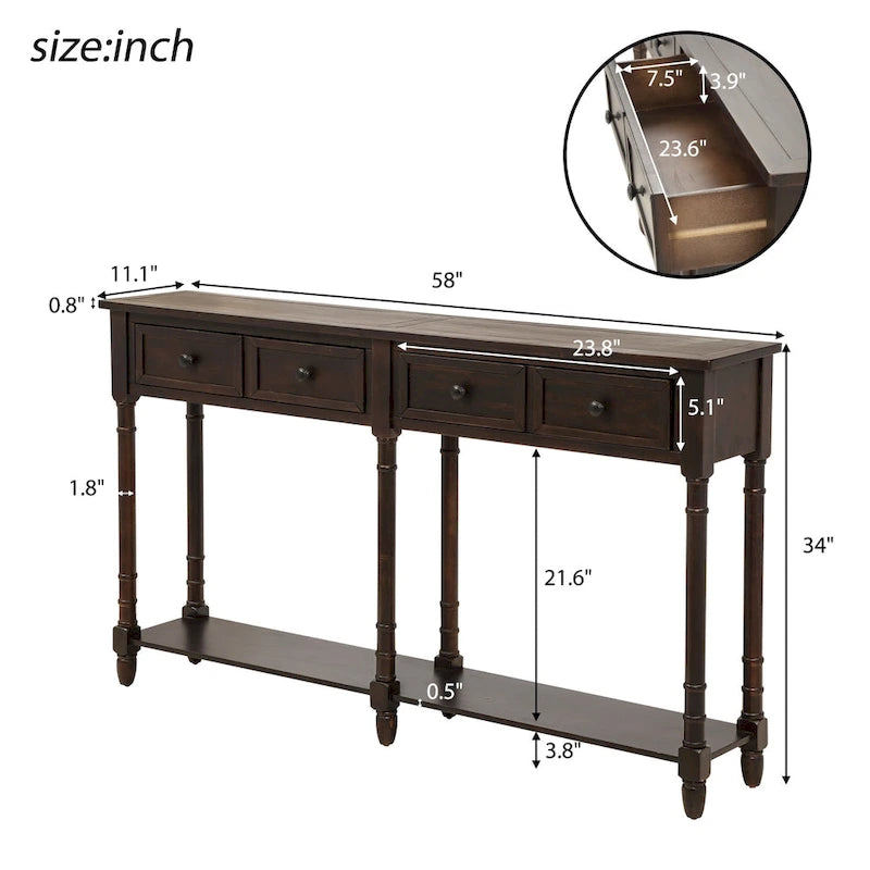 Console et étagère inférieure à 2 tiroirs Copper Grove Barregarrow