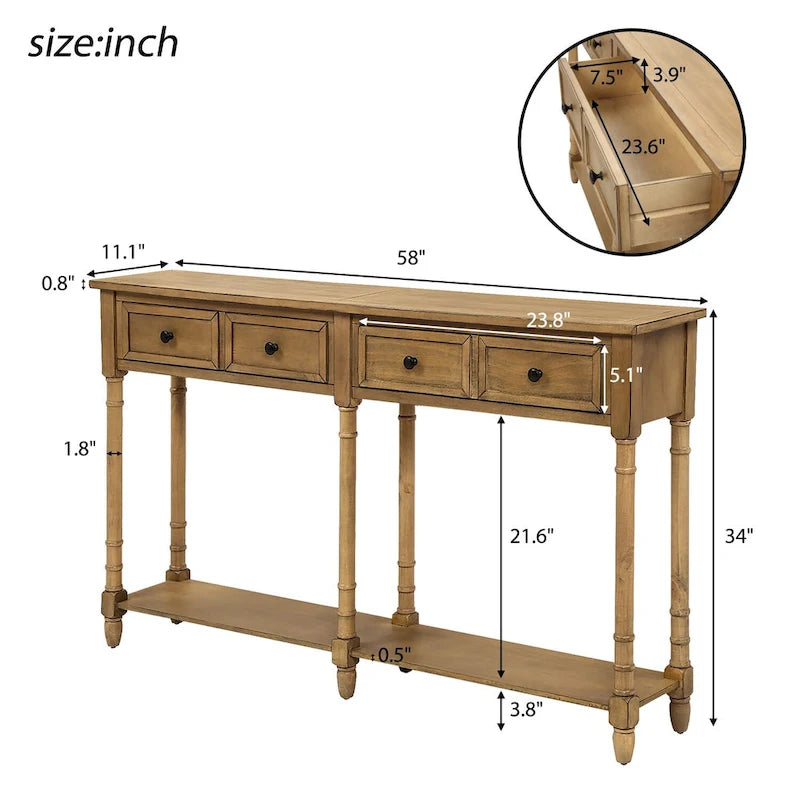Console et étagère inférieure à 2 tiroirs Copper Grove Barregarrow
