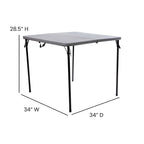 Table pliante carrée en plastique de 86,26 cm avec poignée de transport