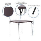 Table pliante carrée en plastique de 86,26 cm avec poignée de transport