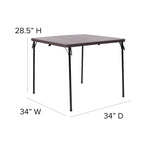 Table pliante carrée en plastique de 86,26 cm avec poignée de transport