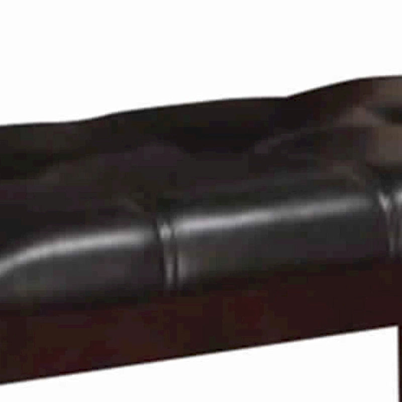 Banc haut en bois d'hévéa avec revêtement capitonné marron