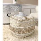 Pasargad Home Grand Canyon Cotton Pouf, Beige