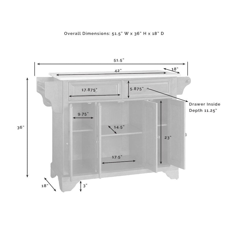 Crosley LaFayette Stainless Steel Top Kitchen Island in Classic Cherry Finish - 51.5 W x 18 D x 36 H