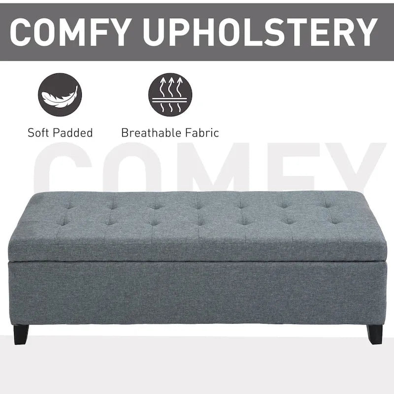Porch & Den Holmden 51-inch Fabric Tufted Storage Ottoman Bench