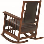 Fauteuil à bascule en bois de style mission avec assise rembourrée marron