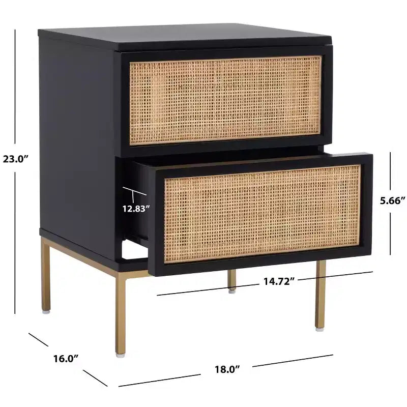 Zadie 2 Drawer Rattan Nightstand - NST5007 - Safavieh