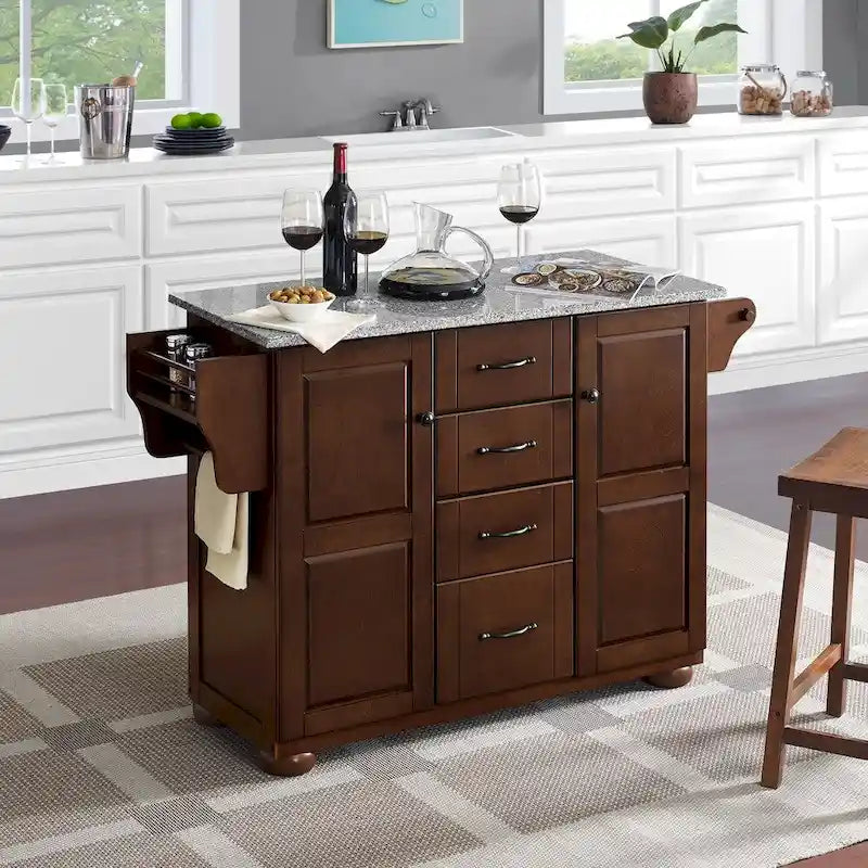 Crosley Eleanor Solid Granite Top Kitchen Island - 51.5 W x 18 D x 35.25 H