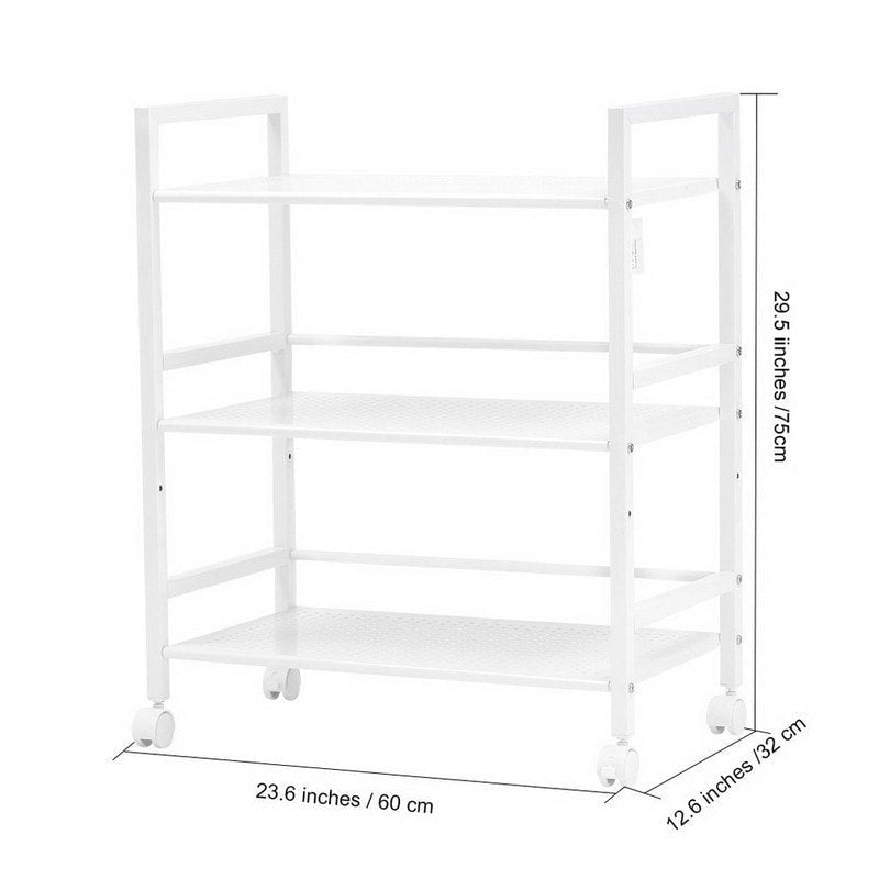 3-Tier Multi-function Rack Shelves Widen Rolling Kitchen Bathroom Storage Utility Cart