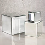 Square Glass Mirrored Riser Pedestals