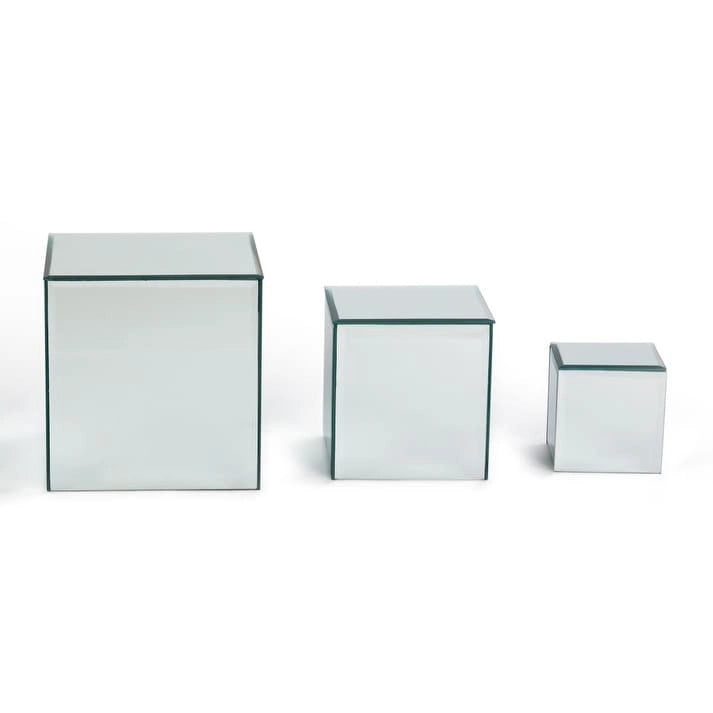 Square Glass Mirrored Riser Pedestals