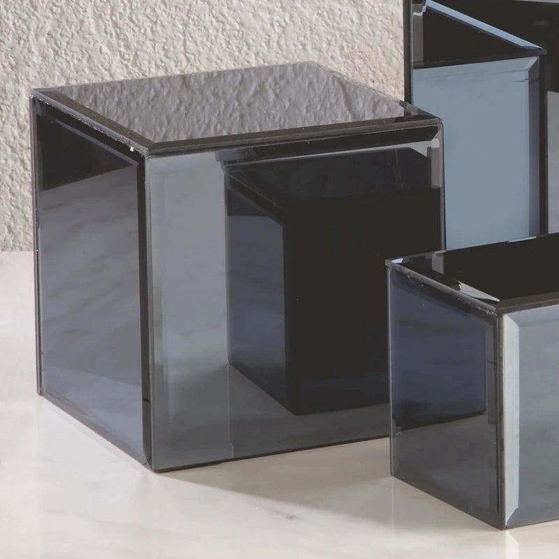 Square Glass Mirrored Riser Pedestals