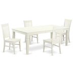 East West Furniture Dining Table Se- A Rectangle Dining Room Table and Wood Seat Chairs, Linen White (Pieces Options)