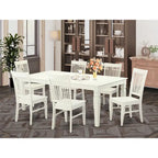 East West Furniture Dining Table Se- A Rectangle Dining Room Table and Wood Seat Chairs, Linen White (Pieces Options)